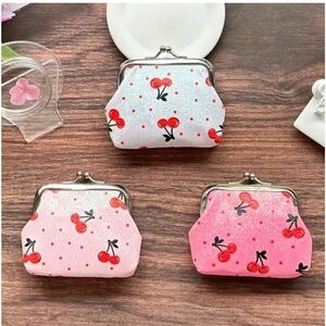 Glitter Cherry Print Change Wallet 3 pack